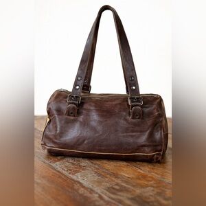 Texier Brown Leather Satchel Shoulder Bag French Classic Buckle Strap EU